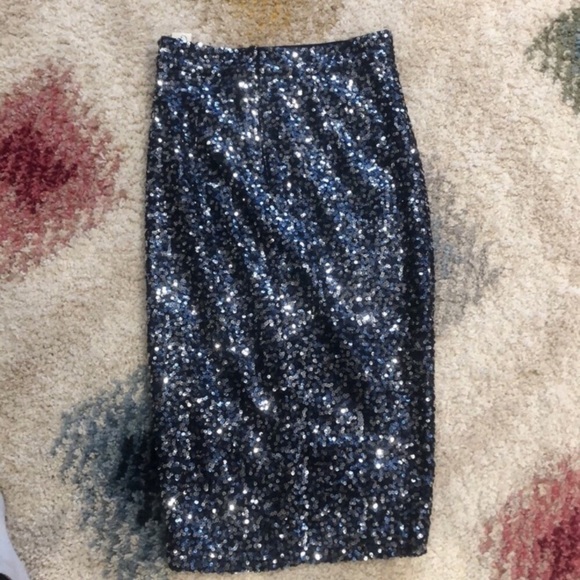 Blue sequin skirt faux wrap pencil - Picture 5 of 6